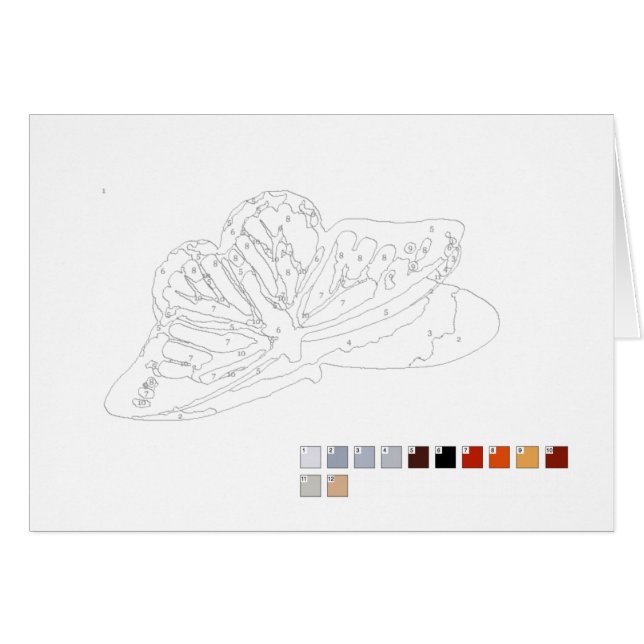 Måla med nummerkort:Butterfly Hälsningskort (Framsidan Horizontal)