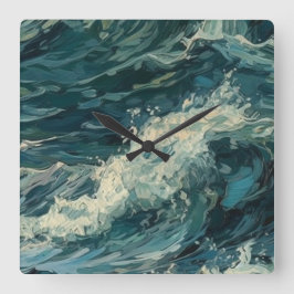 Måla med oceanviteckar fyrkantig klocka