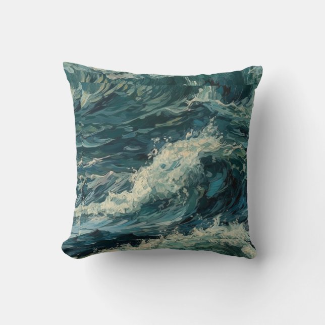 Måla med oceanviteckar kudde (Framsida)