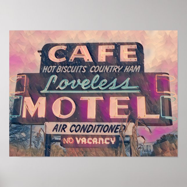 Måla neontecken vid Loveless Cafe poster (Framsidan)