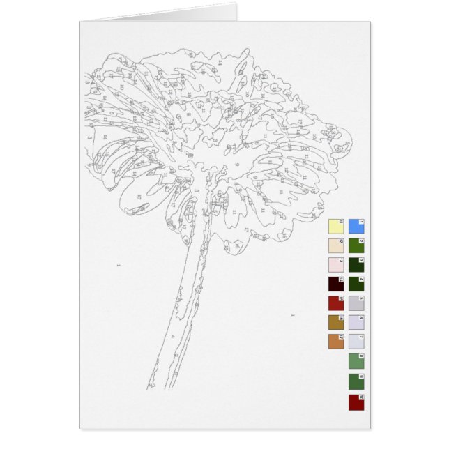 Måla numrerar by kortet: Blomma Hälsningskort (Framsidan)