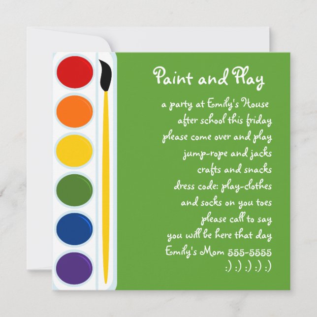 Måla och penslar inbjudningar (Framsida)