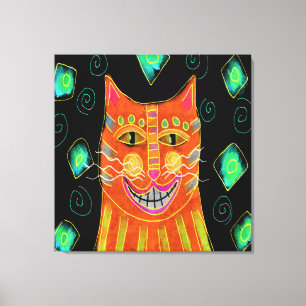 Måla Orange Katt Abstrakt Canvastryck