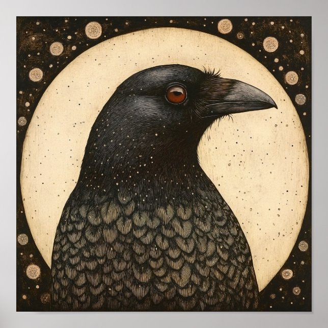 Måla på Abstrakten kråka Porträtt Poster (Framsidan)