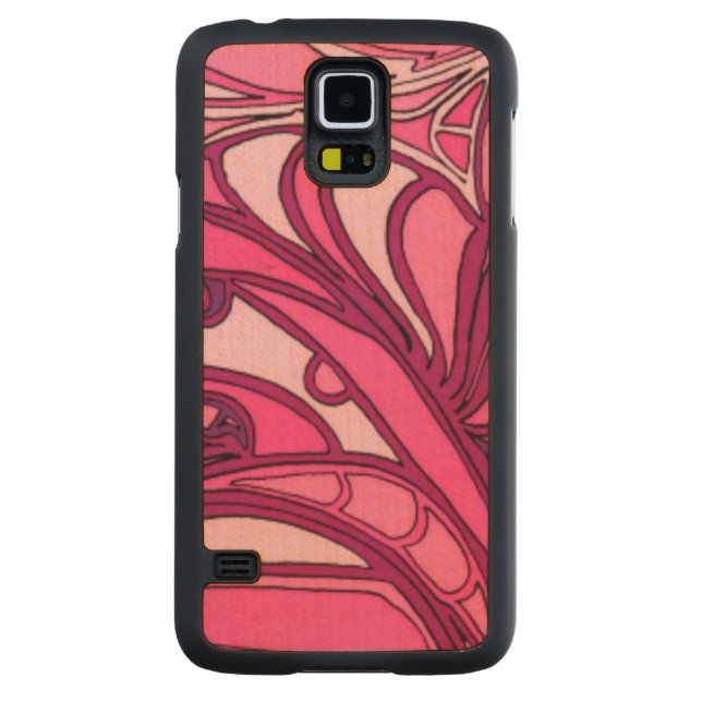 Måla på abstraktens Rosa Carved Lönn Galaxy S5 Slim Skal (Baksidan)