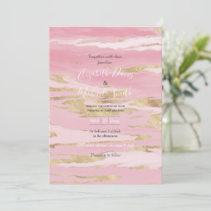 Måla på guld Rosa Marble Abstrakt Inbjudningar