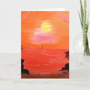 Måla på Orange Sunset Himlar Helgkort