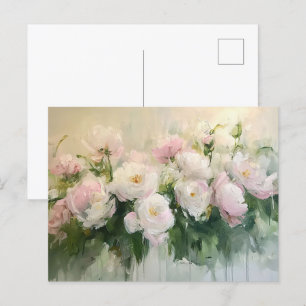 Måla på Rosa ros med imponerande tryck Vykort