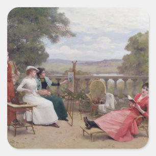 Måla på Terrace Fyrkantigt Klistermärke
