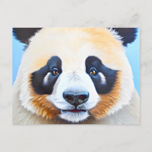 Måla panda på blå bakgrund vykort