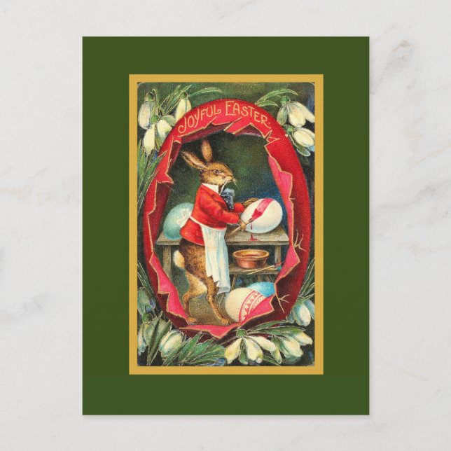 Måla Påskägg Red Vintage Påsk Helg Vykort (Framsida)