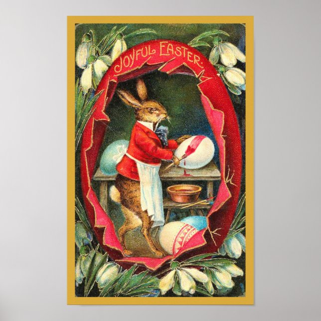 Måla Påskägg Red Vintage Påsk Poster (Framsidan)