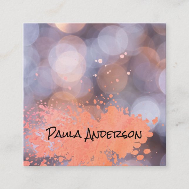 Måla penslar | Spatter | Bokeh | Fotografi Fyrkantigt Visitkort (Framsida)