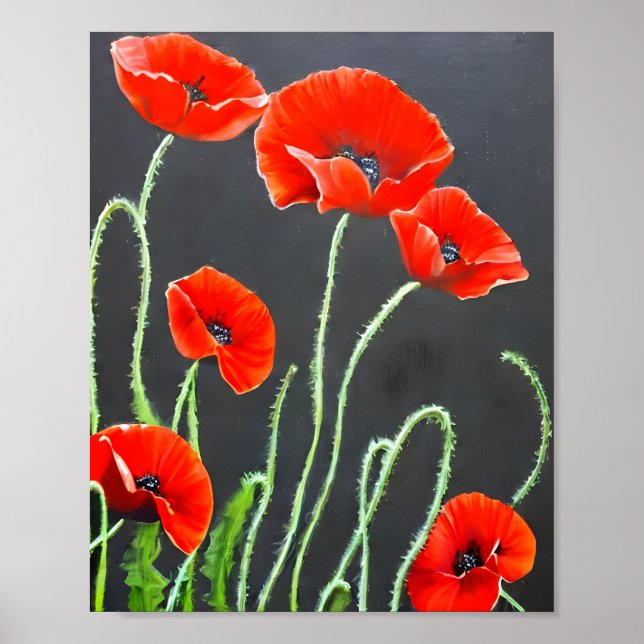 Måla röd poppies Art Poster (Framsidan)