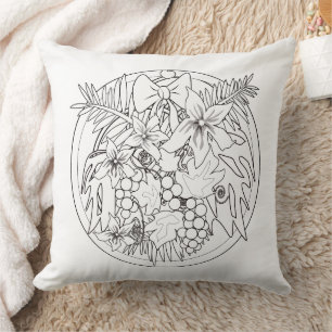 Måla själv bild på ett tropiskt mönster kudde