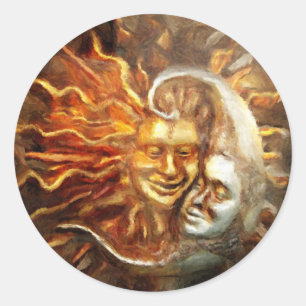 Måla: Sol- Lunar kärlekar Runt Klistermärke