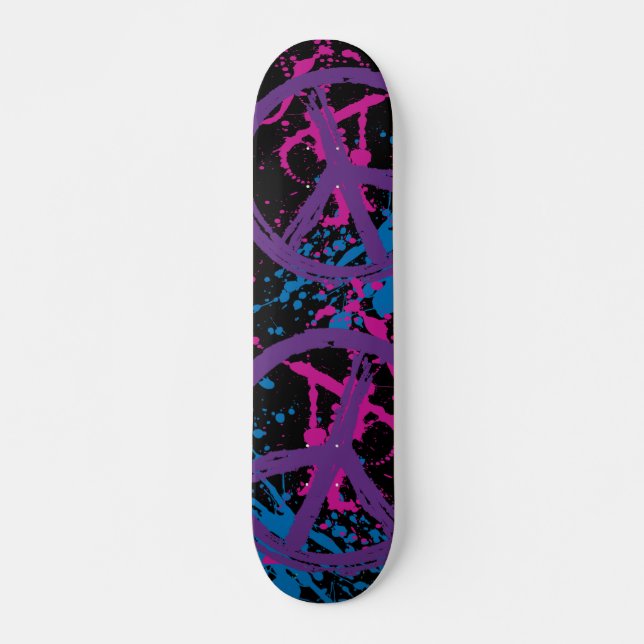 MÅLA SPLATTERFREDSSYMBOLER MINI SKATEBOARD BRÄDA 18,7 CM (Framsida)