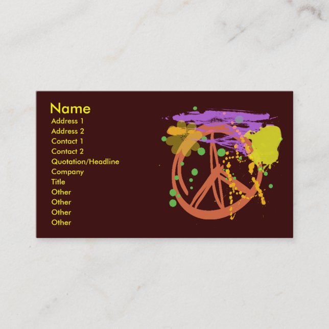 MÅLA SPLATTERFREDSTECKENET VISITKORT (Framsida)