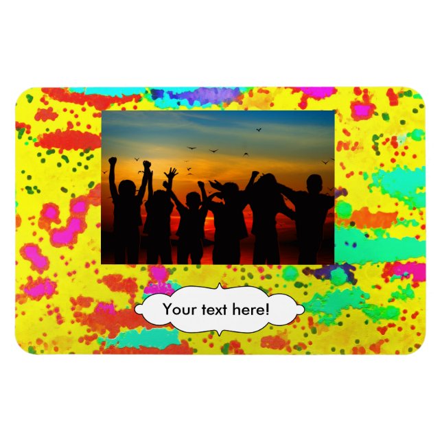 Måla stänk på en gul bakgrund magnet (Horisontell)