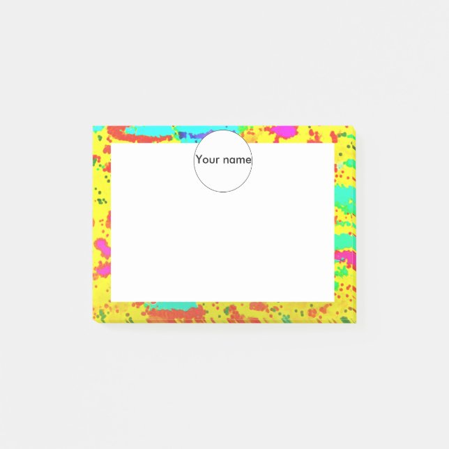 Måla stänk på en gult post-it block (Framsida)