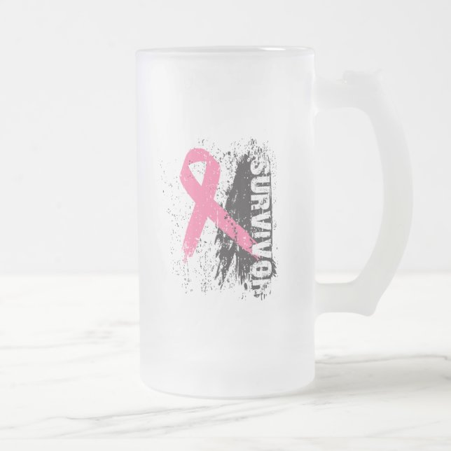 Måla stänkdesignen - bröstcancer överlevande frostat ölglas (Höger)
