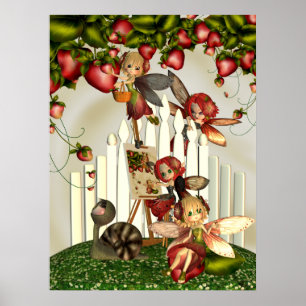 Måla under konsten för jordgubbeBush fantasi Poster
