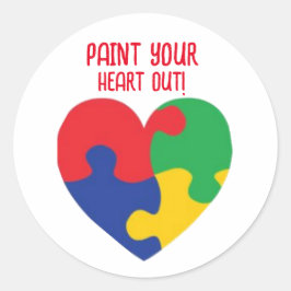 Måla ut ditt hjärta! Stickers Runt Klistermärke