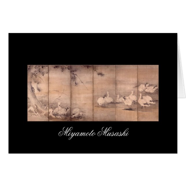 Måla vid Miyamoto Musashi, C.-1600s Hälsningskort (Framsidan Horizontal)