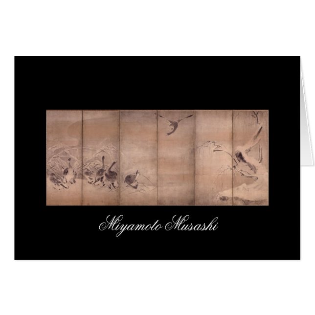Måla vid Miyamoto Musashi, C.-1600s Hälsningskort (Framsidan Horizontal)