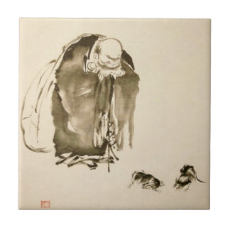 Måla vid Miyamoto Musashi, C. 1600's Kakelplatta