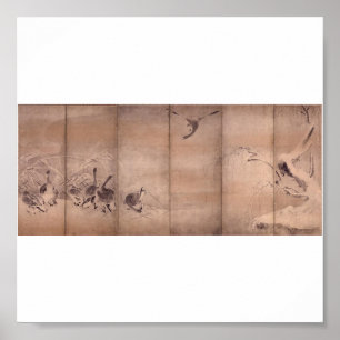 Måla vid Miyamoto Musashi, C. 1600's Poster