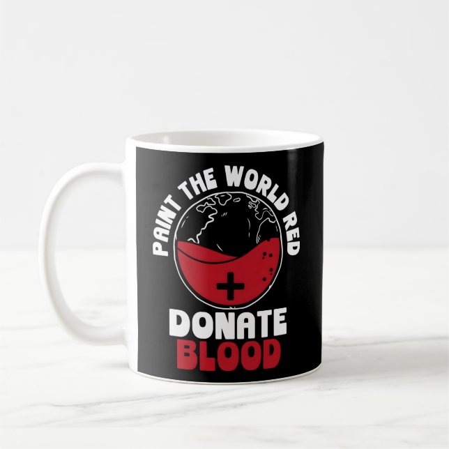 Måla World Red Donate Blood Backprint Blod D Kaffemugg (Vänster)