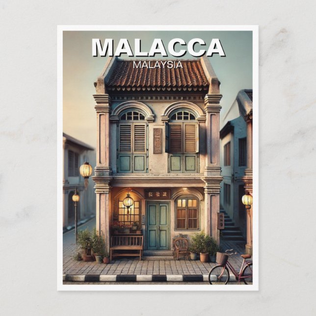 Malacca Historic House Shophouse Malaysia Vykort (Framsida)