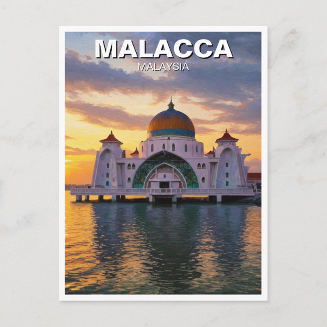 Malacca Straits Mosque Malaysia Vykort (Framsida)