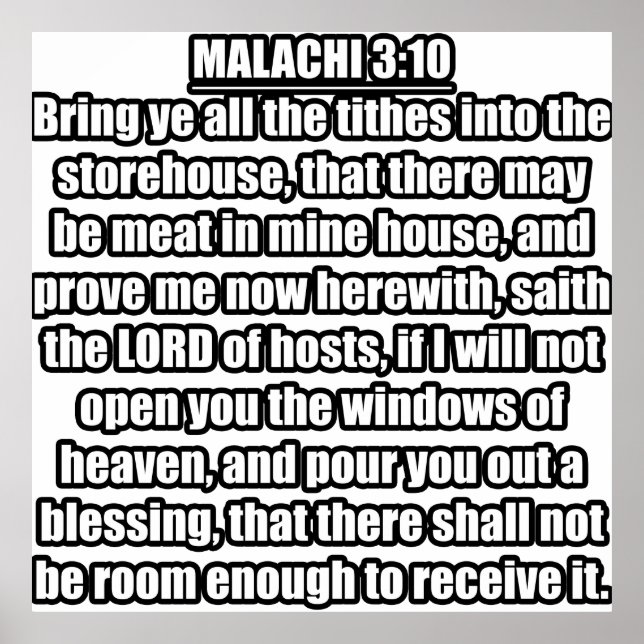 Malachi 3:10 KJV Bible Verse Poster (Framsidan)