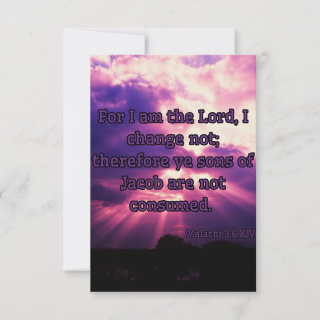 Malachi 3:6 KJV Bible Verse Pic Hälsning Kort (Framsida)