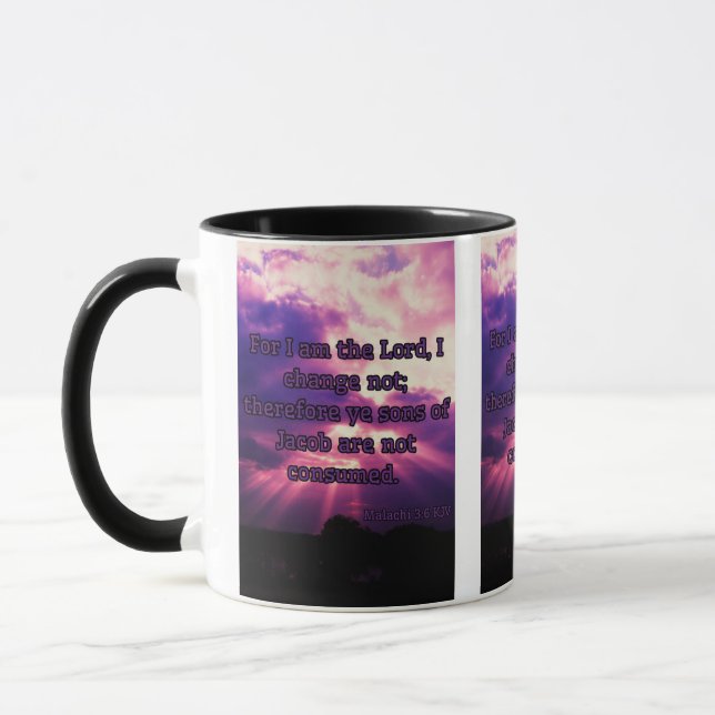 Malachi 3:6 KJV Bible Verse Pic Two-Tone Mugg (Vänster)
