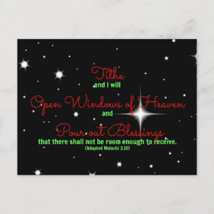 Malachi Bible Tithe och jag öppnar Vykort