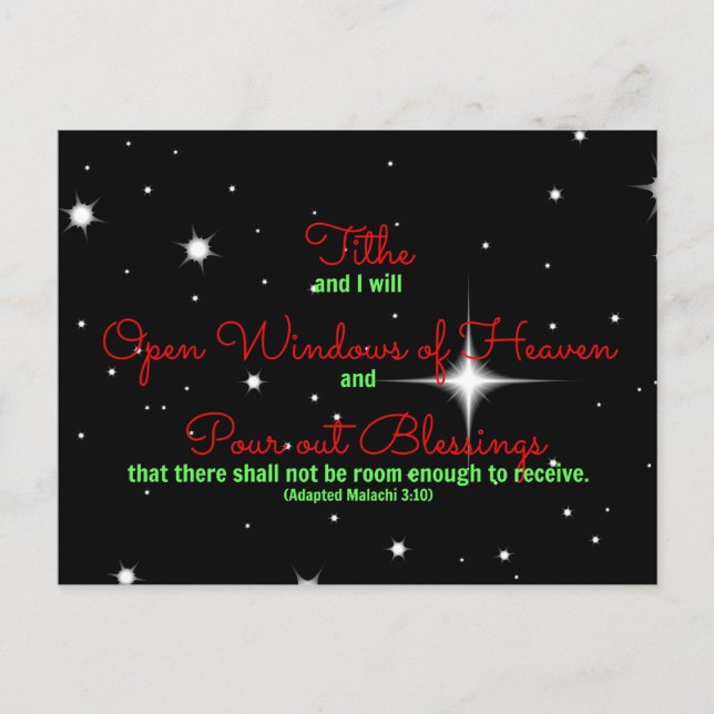 Malachi Bible Tithe och jag öppnar Vykort (Framsida)