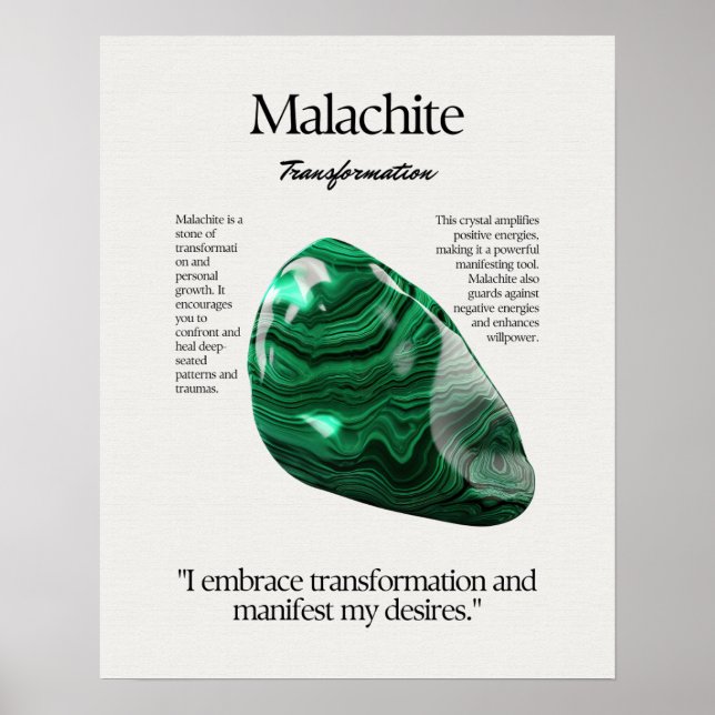 Malachite Gem Crystal, meningskort Poster (Framsidan)