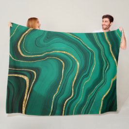 Malachite grönt guld marble fleecefilt