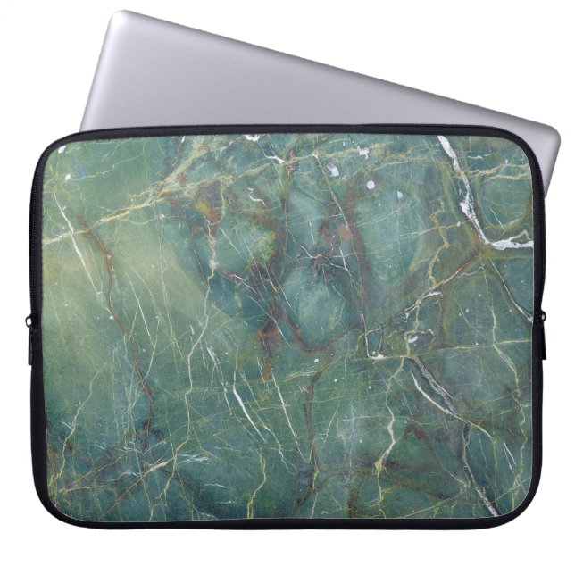 Malachite Grönt Marble Detailed Struktur Laptop Fodral (Framsidan)