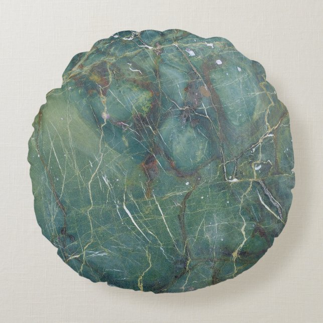 Malachite Grönt Marble Detailed Struktur Rund Kudde (Framsidan)
