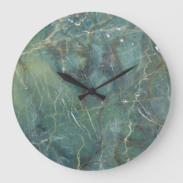 Malachite Grönt Marble Detailed Struktur Stor Klocka (Framsida)