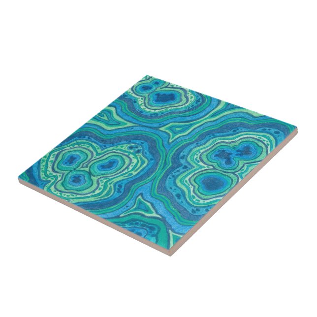 Malachite- och Azuriteoriginalkonst Kakelplatta (Sidan)