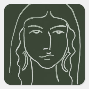 Malachite Porträtt med Long Hair Fyrkantigt Klistermärke