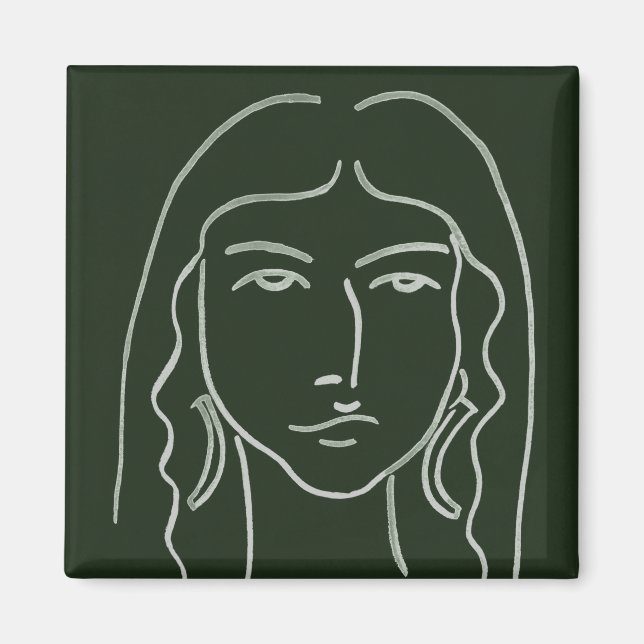 Malachite Porträtt med Long Hair Magnet (Framsidan)