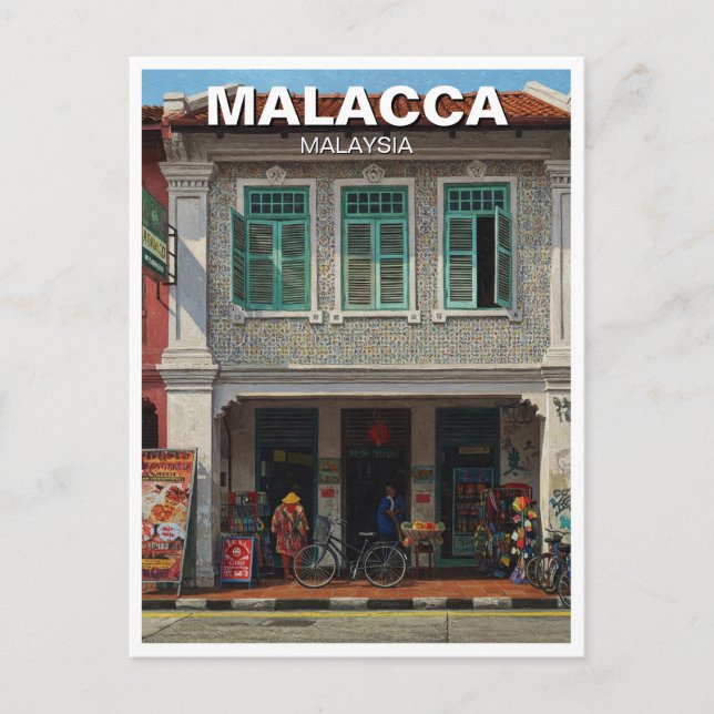 Malackas historiska butikshus Malaysia Vykort (Framsida)