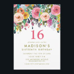 Målad 16th födelsedaginbjudan för blom- flickor inbjudningar<br><div class="desc">Härligt räcka målade akrylblommor shruber, grenar, och löv skapar en grafisk ursnygg drapera bästa gräns. Inbjudan för födelsedag för för trendig, moderna och unika flickor 1st. Rosor och aprikosro med att drapera lövalltigenom. Perfekt för ett utomhus- eller för landbaby shower-, möhippa- eller födelsedagträdgård party för vår. Ändra texten på något...</div>
