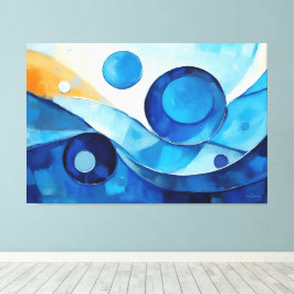Målad abstrakt konst i Blå 03 Canvastryck